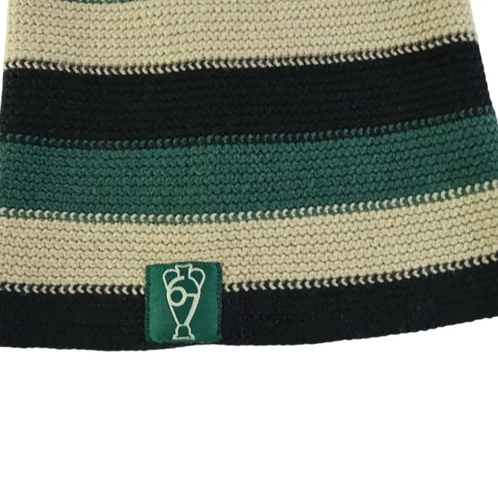 Celtic FC Official Striped Knit Beanie Hat Green Cream Black Acrylic One Size OS